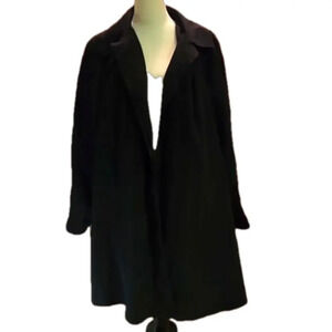 Vintage CBO New York Black Trench Coat Women 1X Long Sleeve with Detachable Hood
